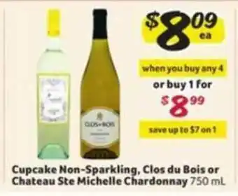 Winn Dixie Cupcake Non-sparkling Clos Du Bois Or Chateau Ste Michelle Chardonnay offer