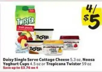 Winn Dixie Daisy Single Serve Cottage Cheese Noosa Yoghurt Cups Tropicana Twister offer