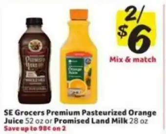 Winn Dixie Se Grocers Premium Pasteurized Orange Juice Promised Land Milk offer