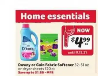 Winn Dixie Downy Or Gain Fabric Softener offer