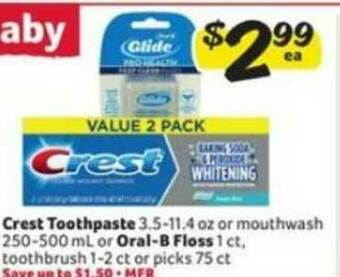 Winn Dixie Crest Toothpaste Or Oral-b Floss offer