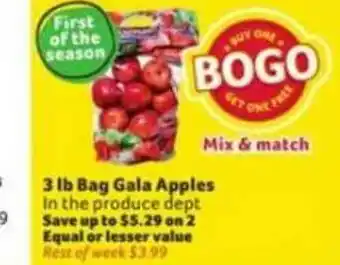 Winn Dixie 3 Lb Bag Gala Apples offer