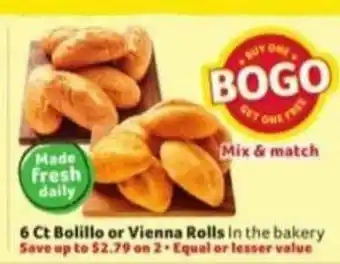 Winn Dixie 6 Ct Bolillo Or Vienna Rolls offer