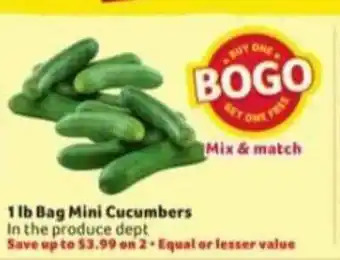 Winn Dixie 1 Lb Bag Mini Cucumbers offer