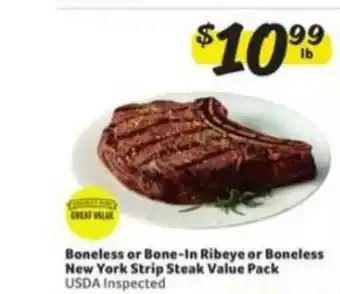 Winn Dixie Boneless Or Bone-in Ribeye Or Boneless New York Strip Steak Value Pack offer
