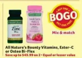 Winn Dixie All Nature's Bounty Vitamins Ester-c Or Osteo Bi-flex offer