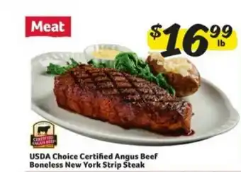 Winn Dixie Usda Choice Certified Angus Beef Boneless New York Strip Steak offer