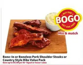 Winn Dixie Bone-in Or Boneless Pork Shoulder Steaks Or Country Style Ribs Value Pack offer