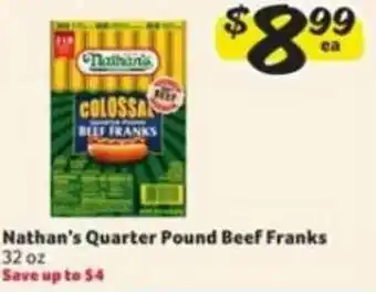 Winn Dixie Nathan's Quarter Pound Beef Franks offer
