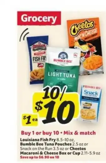 Winn Dixie Louisian Fish Fry Bumble Bee Tuna Pouches Or Cheetos Macaroni & Cheese Box Or Cup offer