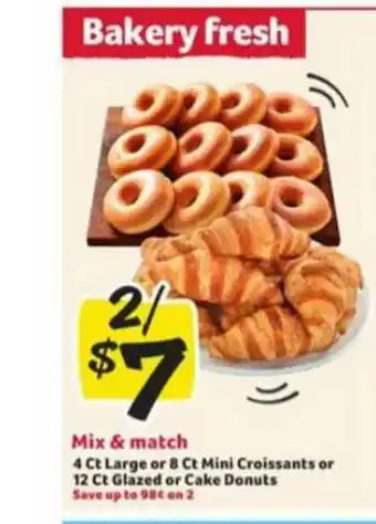 Winn Dixie 4 Ct Larger Or 8 Ct Mini Croissant Or 12 Ct Glazed Or Cakde Donuts offer