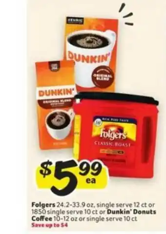 Winn Dixie Folgers Or Dunkin' Donuts Coffee offer