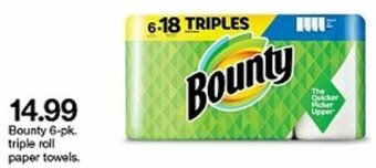 Target Bounty 6 Pk Triple Roll Paper Towels offer