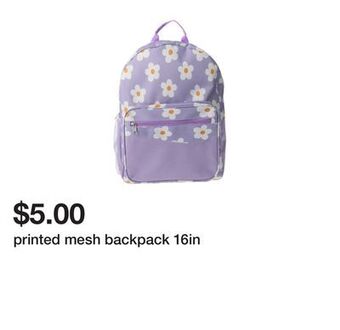 Five Below Printed mesh backpack 16in offer