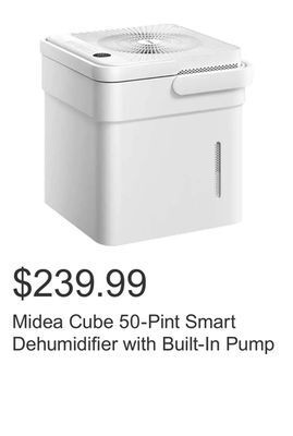 Costco Midea cube 50-pint smart dehumidifier with built-in pump offer