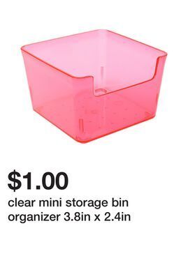 Five Below Clear mini storage bin organizer 3.8in x 2.4in offer