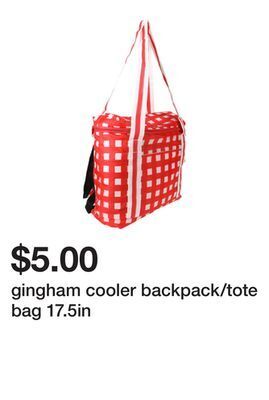 Five Below Gingham cooler backpack/tote bag 17.5in offer