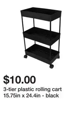 Five Below 3-tier plastic rolling cart 15.75in x 24.4in - black offer