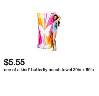 Five Below One of a kind' butterfly beach towel 30in x 60in offer