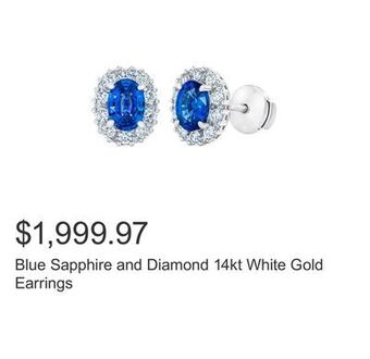 Costco Blue sapphire and diamond 14kt white gold earrings offer