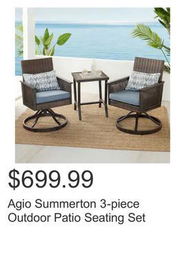 Costco Agio summerton 3-piece outdoor patio seating set offer
