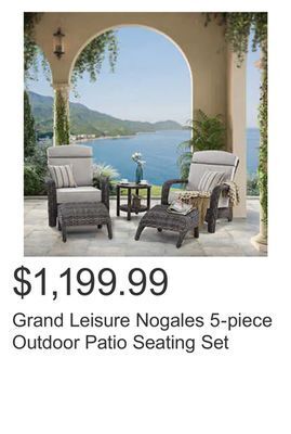 Costco Grand leisure nogales 5-piece outdoor patio seating set offer