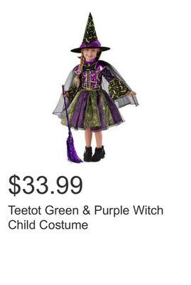 Costco Teetot green & purple witch child costume offer