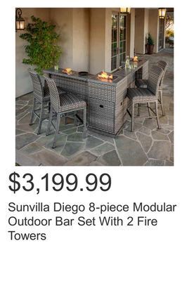 Costco Sunvilla diego 8-piece modular outdoor bar set with 2 fire towers offer