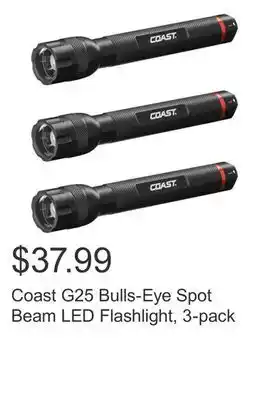 Costco Coast g25 bulls-eye spot beam led flashlight, 3-pack offer