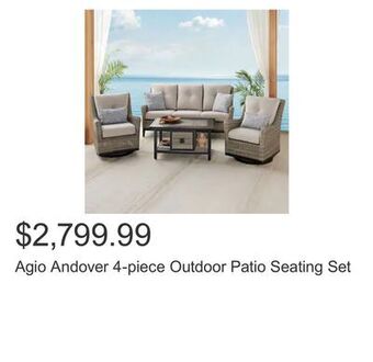 Costco Agio andover 4-piece outdoor patio seating set offer