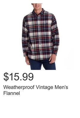 Costco Weatherproof vintage men's flannel offer