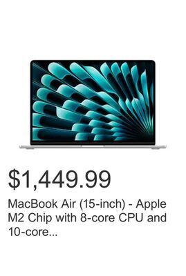 Costco Macbook air (15-inch) - apple m2 chip with 8-core cpu and 10-core gpu, 512gb - silver (2023) offer