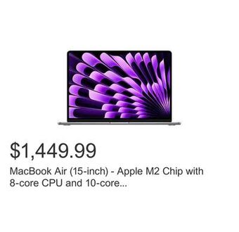 Costco Macbook air (15-inch) - apple m2 chip with 8-core cpu and 10-core gpu, 512gb - space gray (2023) offer