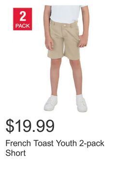 Costco French toast youth 2-pack short offer