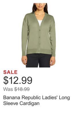 Costco Banana republic ladies' long sleeve cardigan offer
