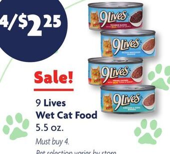 Family Dollar 9 lives wet cat food offer