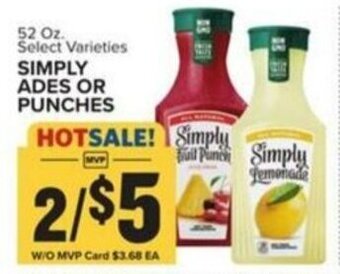 Food Lion Simply Ades or Punches 52 oz offer