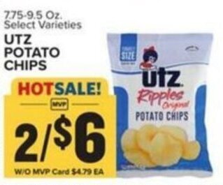 Food Lion UTZ POTATO CHIPS 7-75-9.5 oz offer