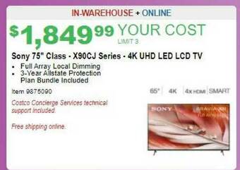 Costco Sony 75 offer