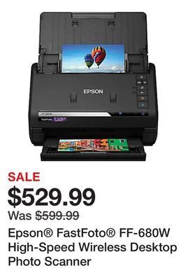 Office Depot Epson® fastfoto® ff-680w high-speed wireless desktop photo scanner offer