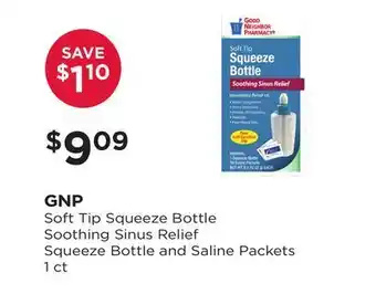 Good Neighbor Pharmacy Gnp soft tip squeeze bottle soothing sinus relief squeeze bottle and saline packets offer