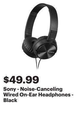 Best Buy Sony - noise-canceling wired on-ear headphones - black offer