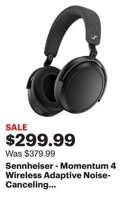 Best Buy Sennheiser - momentum 4 wireless adaptive noise-canceling over-the-ear headphones - black offer