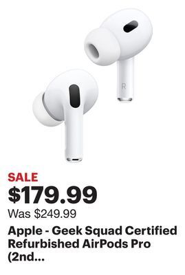 Best Buy Apple - geek squad certified refurbished airpods pro (2nd generation) - white offer
