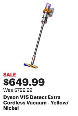 Best Buy Dyson v15 detect extra cordless vacuum - yellow/nickel offer