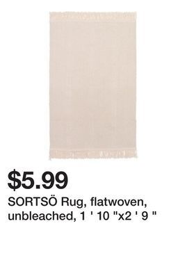 Ikea Sortsö rug, flatwoven, unbleached, 1 ' 10 x2 ' 9 offer