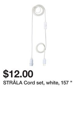 Ikea Stråla cord set, white, 157 offer