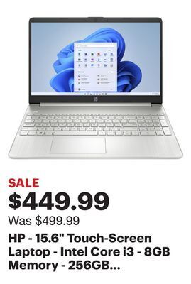 Best Buy Hp - 15.6 touch-screen laptop - intel core i3 - 8gb memory - 256gb ssd - natural silver offer