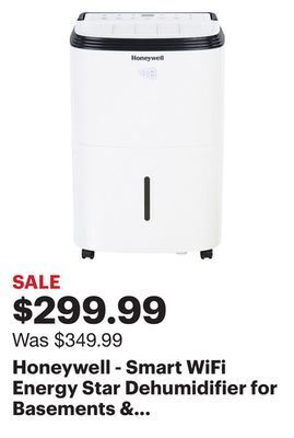 Best Buy Honeywell - smart wifi energy star dehumidifier for basements & rooms up to 4000 sq.ft. with alexa voice control & anti-spill offer