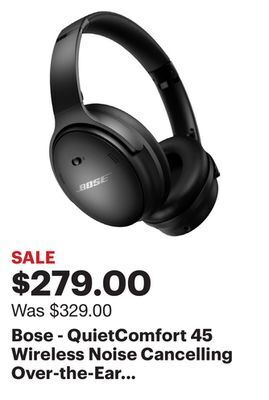 Best Buy Bose - quietcomfort 45 wireless noise cancelling over-the-ear headphones - triple black offer